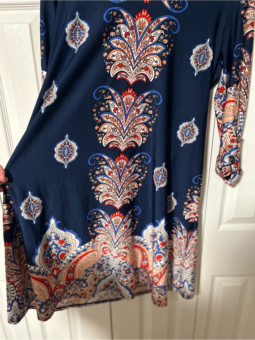 new directions Navy Paisley knee length Dress - Picture 2 of 6